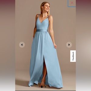 Davids bridal double spaghetti strap charmeuse bridesmaid dress - F20346